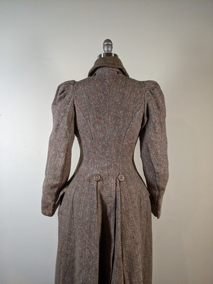 c. 1890s Tweed Coat w/ Capelet