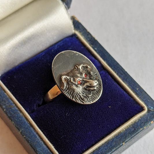 19th c. Victorian Dog Stick Pin Conversion Ring