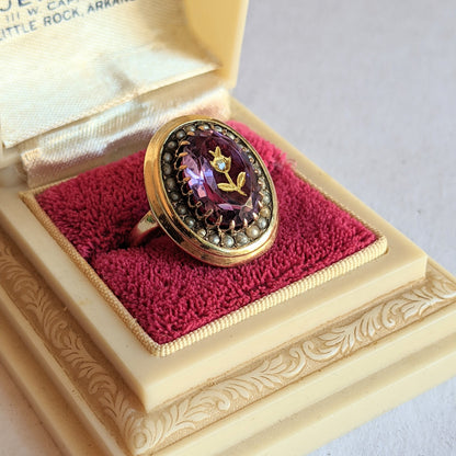 c. 1870s-1880s 14k Amethyst Rose of Sharon Ring