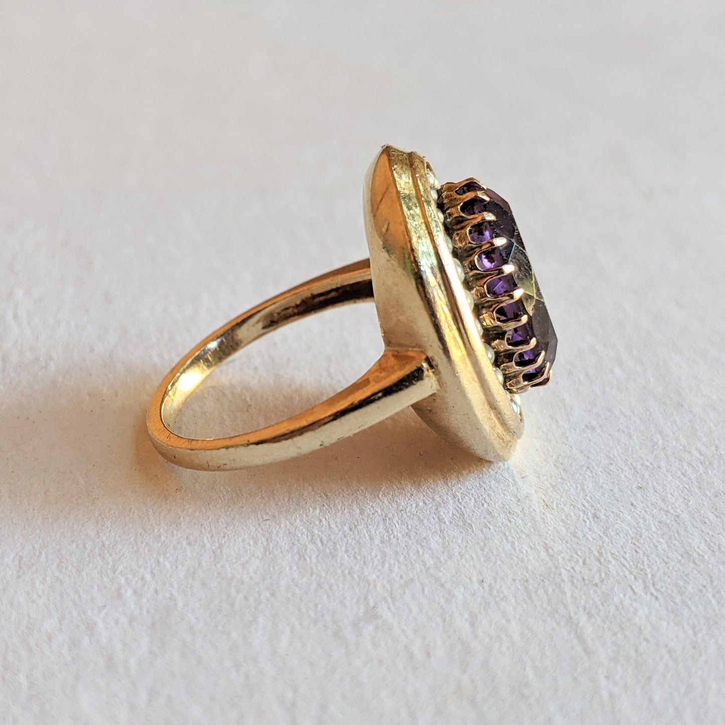 c. 1870s-1880s 14k Amethyst Rose of Sharon Ring