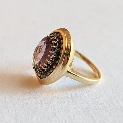c. 1870s-1880s 14k Amethyst Rose of Sharon Ring