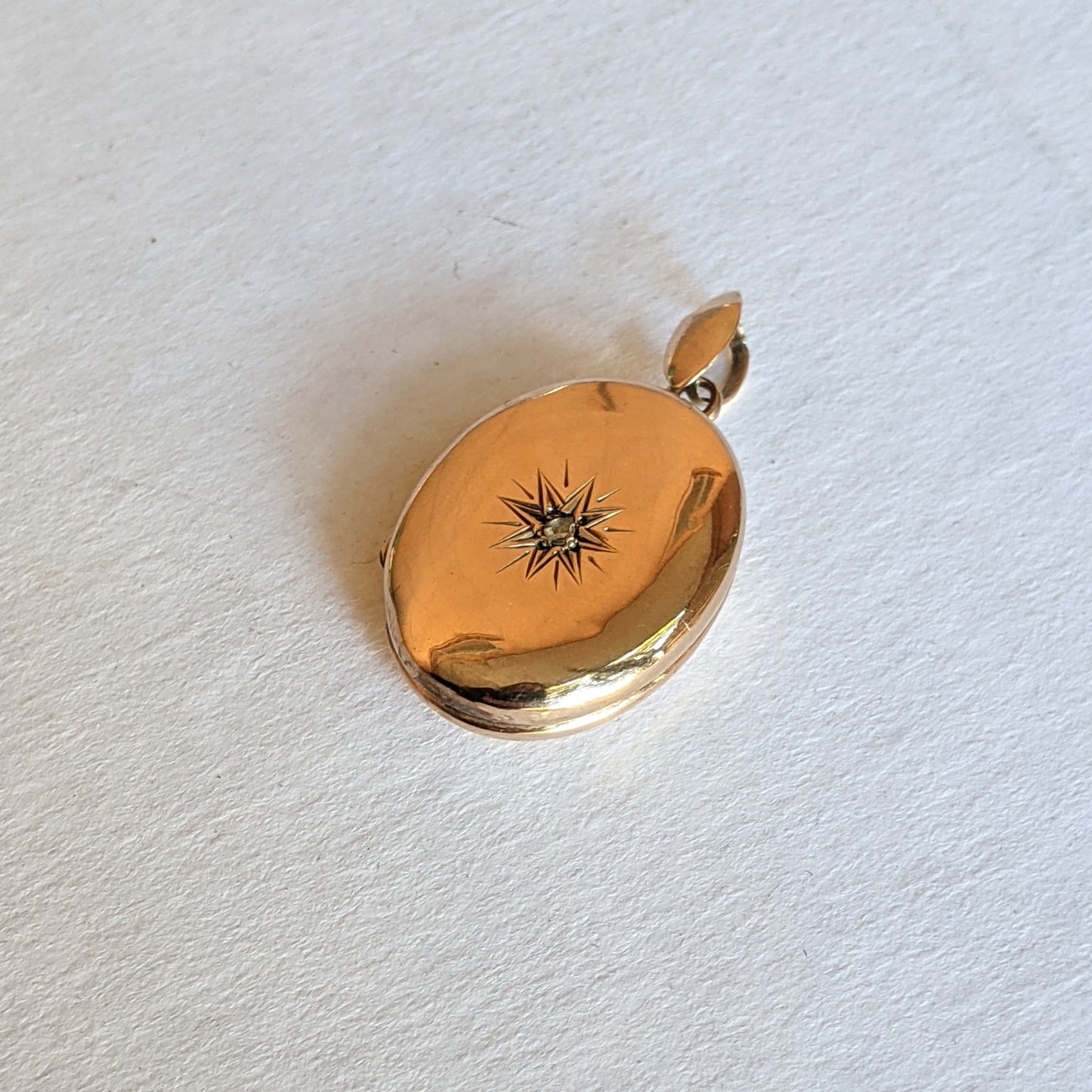 1899 Diamond Star 10k Gold Locket | Engraved Dec 25, 1899 "Aggie"