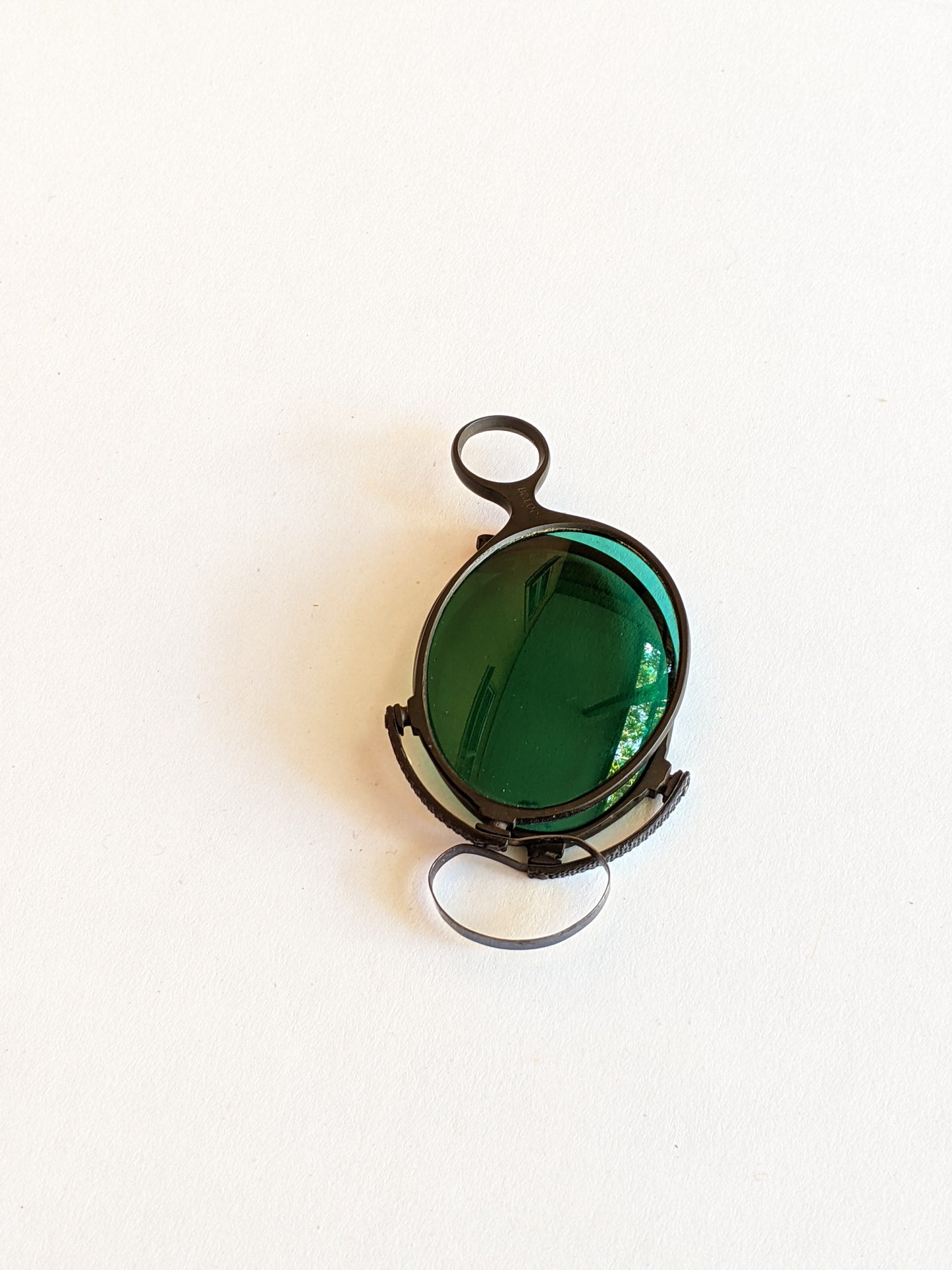 c. 1890s Green Tinted Folding Pince-Nez Glasses in Case