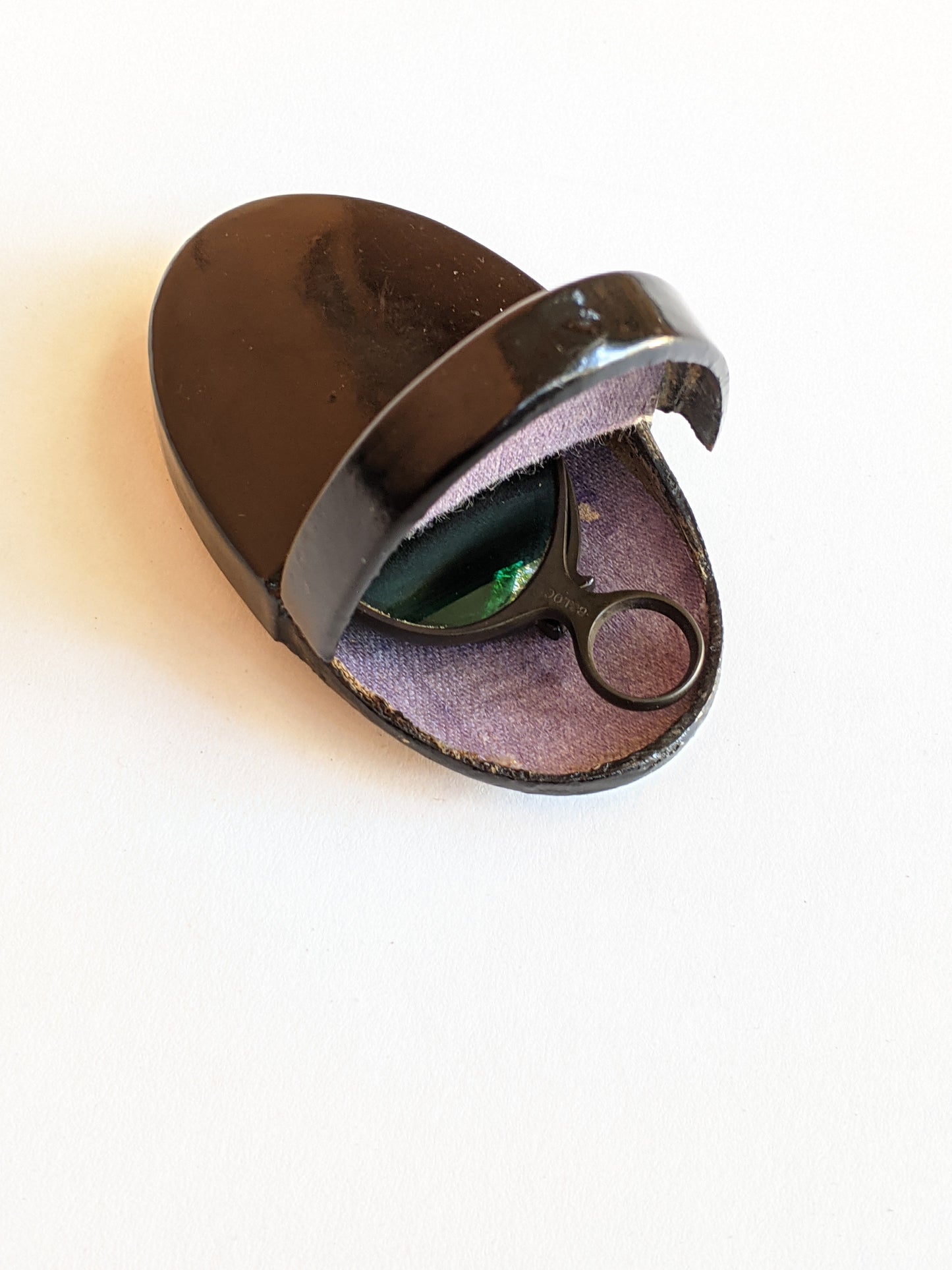 c. 1890s Green Tinted Folding Pince-Nez Glasses in Case
