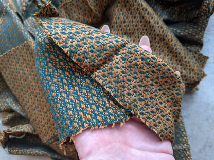 1890s Green + Gold Dress | Includes extra fabric