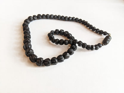 c. 1860s Carved Jet Bead Necklace