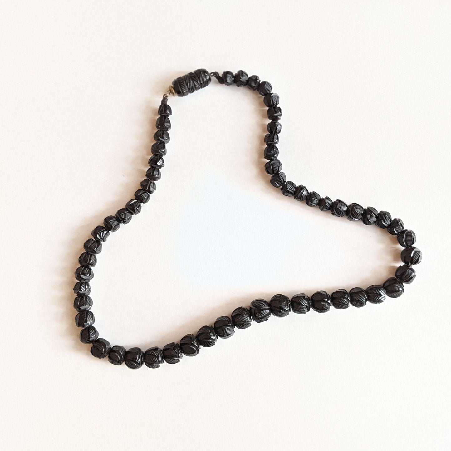 c. 1860s Carved Jet Bead Necklace