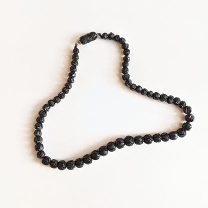 c. 1860s Carved Jet Bead Necklace