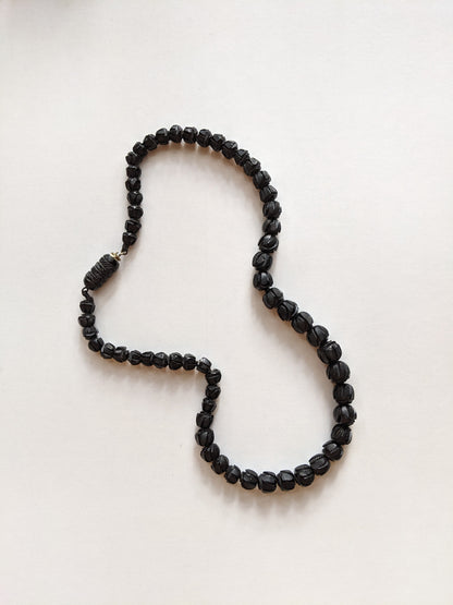 c. 1860s Carved Jet Bead Necklace