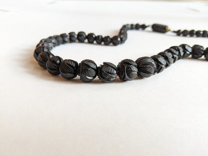 c. 1860s Carved Jet Bead Necklace