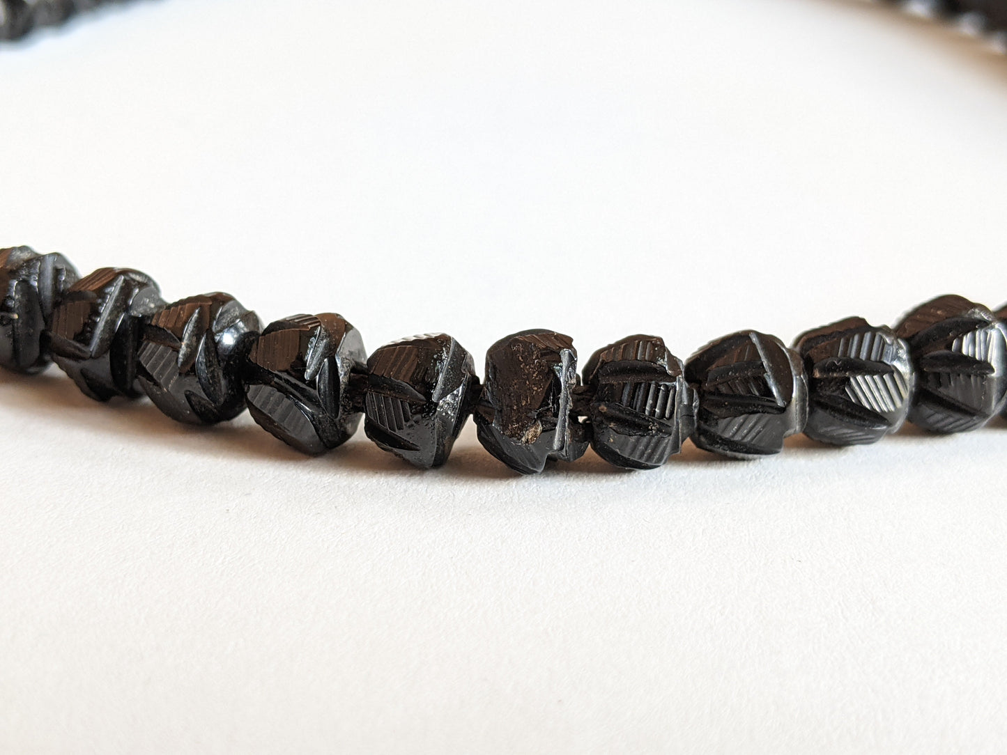 c. 1860s Carved Jet Bead Necklace