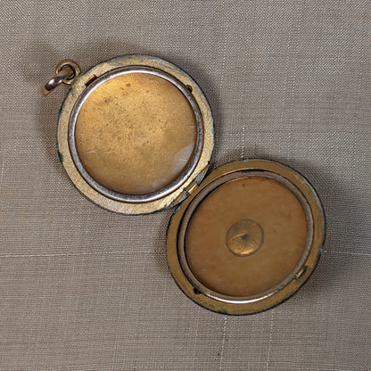 c. 1910s Gold Shell Diamond Star Locket