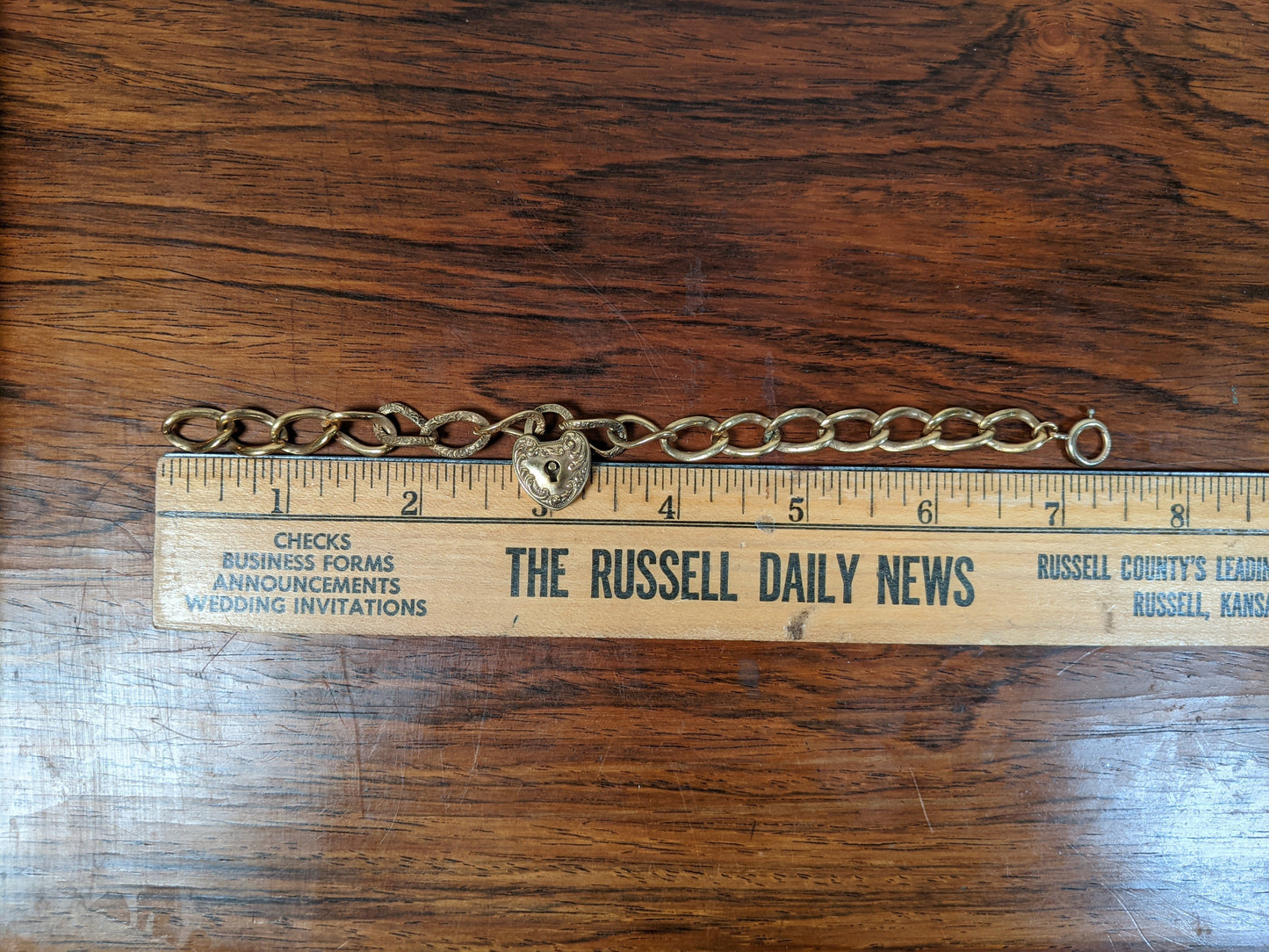 1900s Gold Filled Heart Padlock Repousse Chain Bracelet