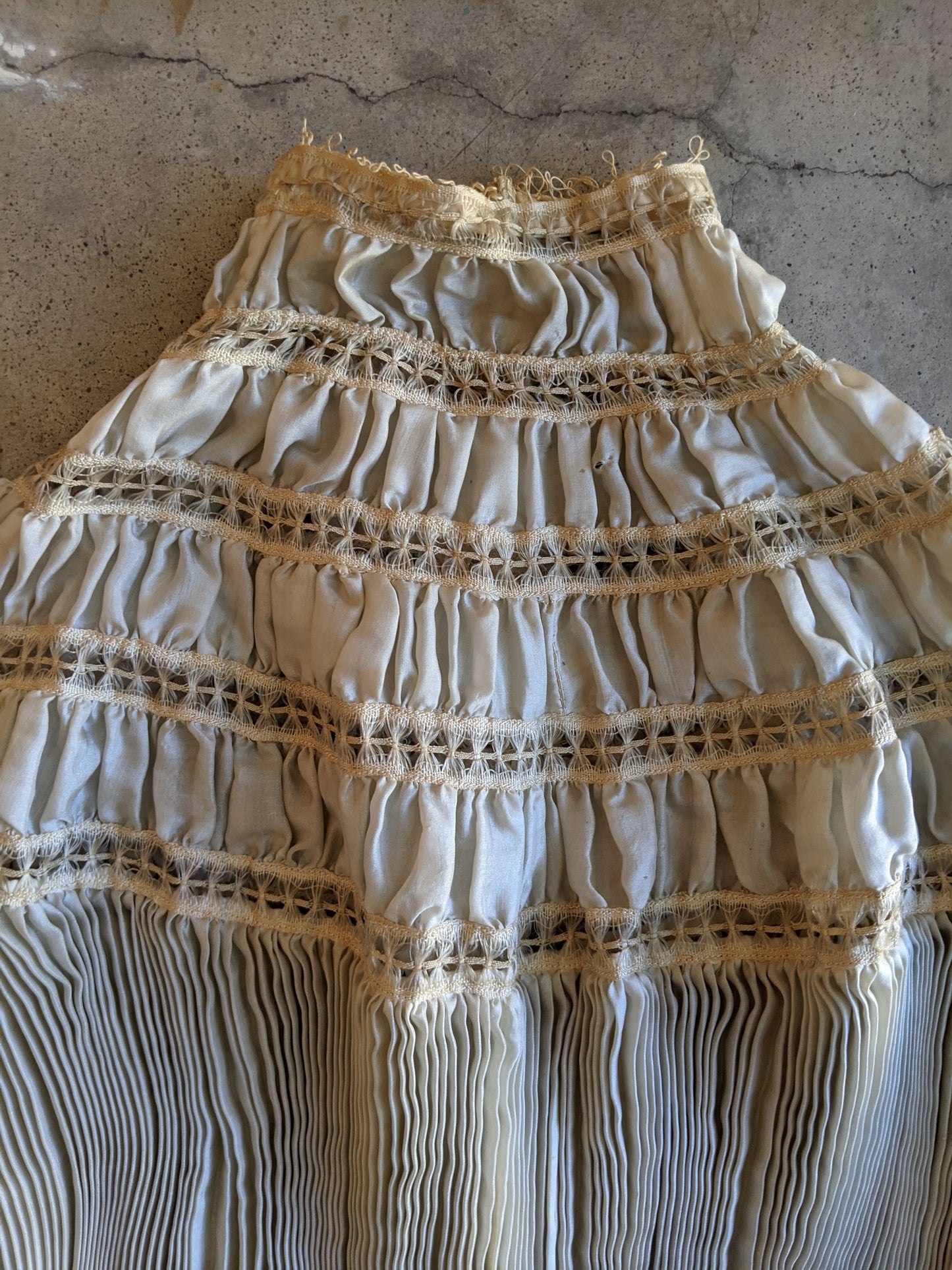 1900s Ethereal Silk Pleated Dress
