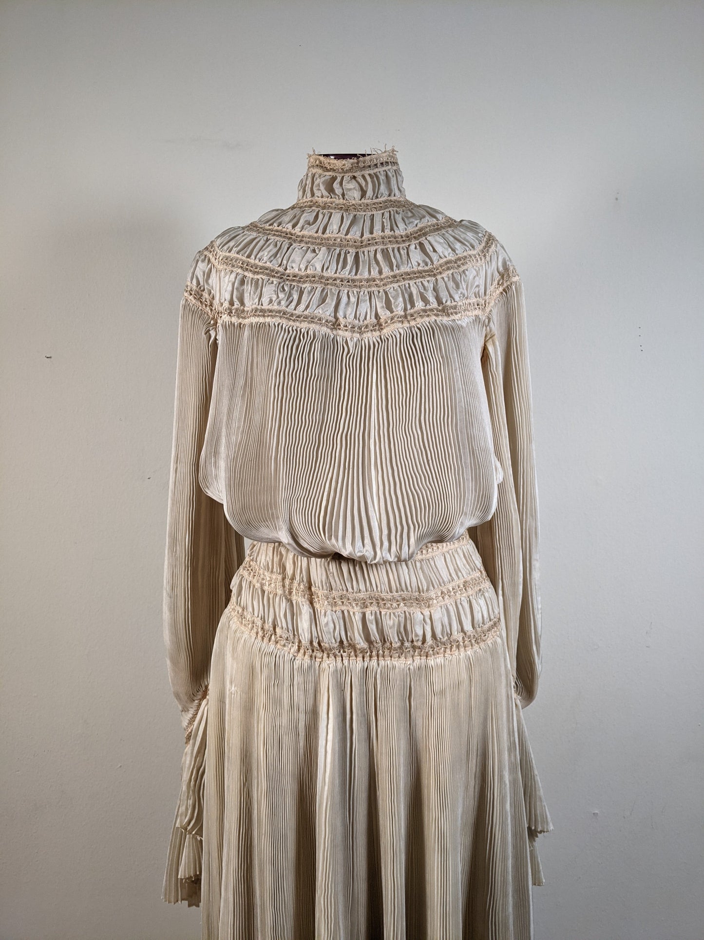 1900s Ethereal Silk Pleated Dress
