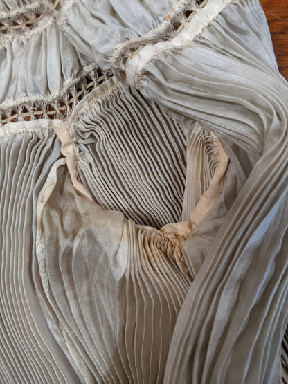 1900s Ethereal Silk Pleated Dress