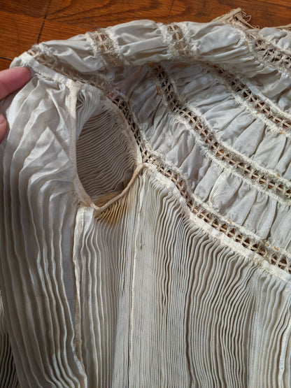 1900s Ethereal Silk Pleated Dress