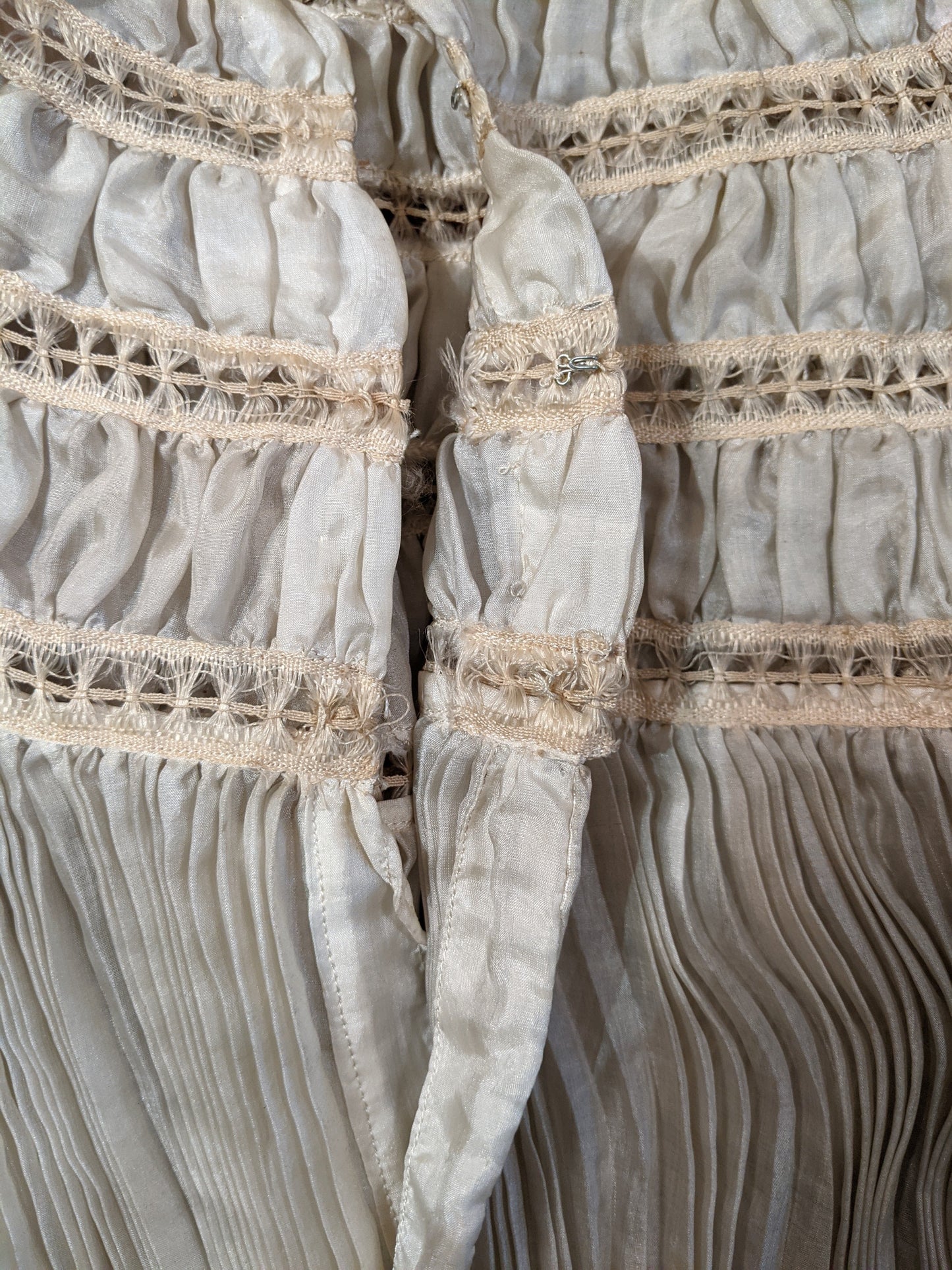 1900s Ethereal Silk Pleated Dress
