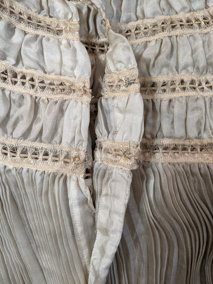 1900s Ethereal Silk Pleated Dress