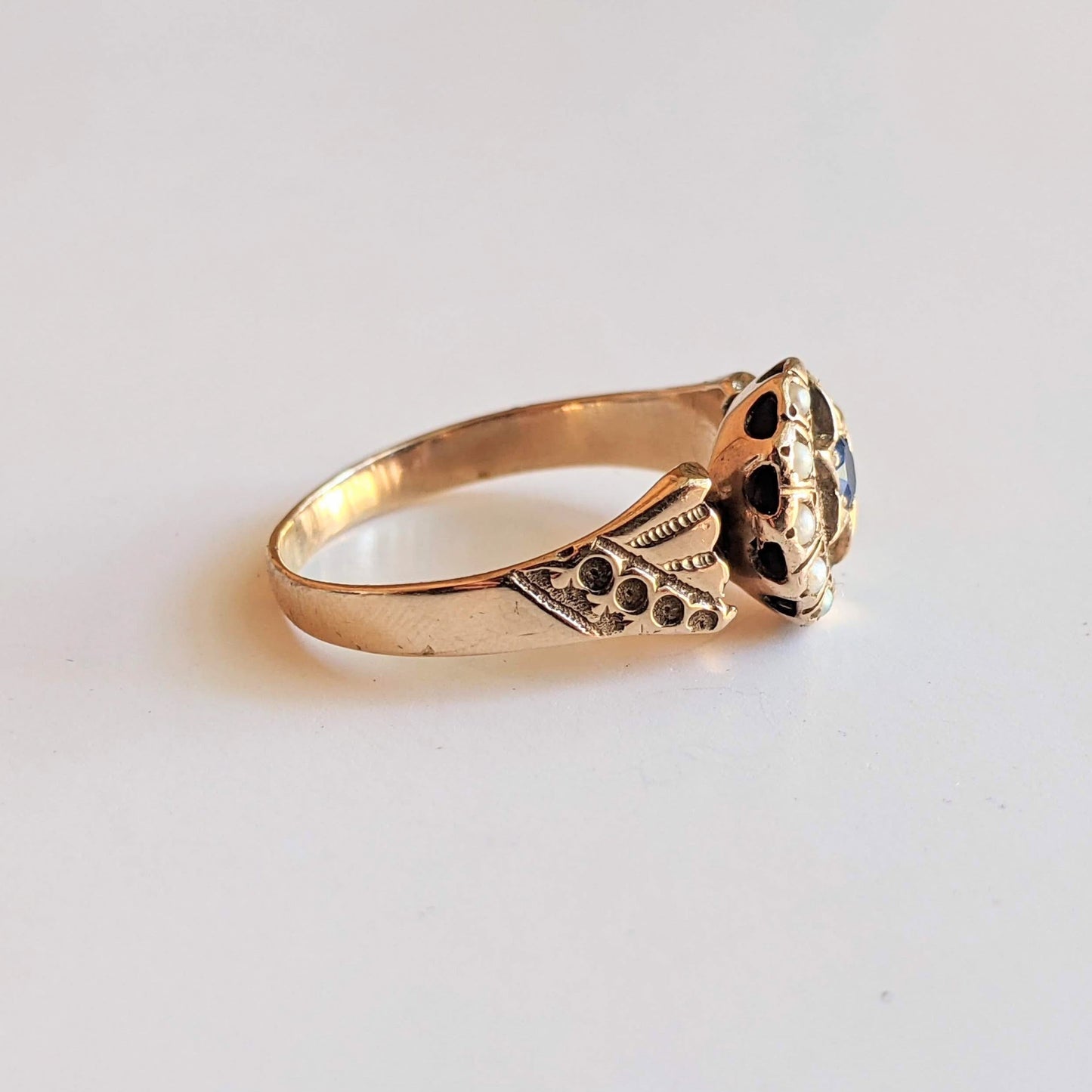 c. 1890s 14k Gold Moon + Star Ring
