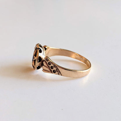 c. 1890s 14k Gold Moon + Star Ring