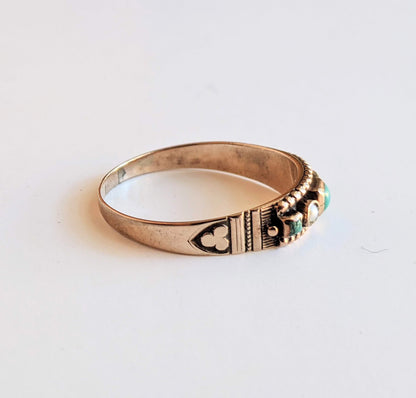 c. 1880s-1890s 14k Gold, Turquoise, Pearl Ring