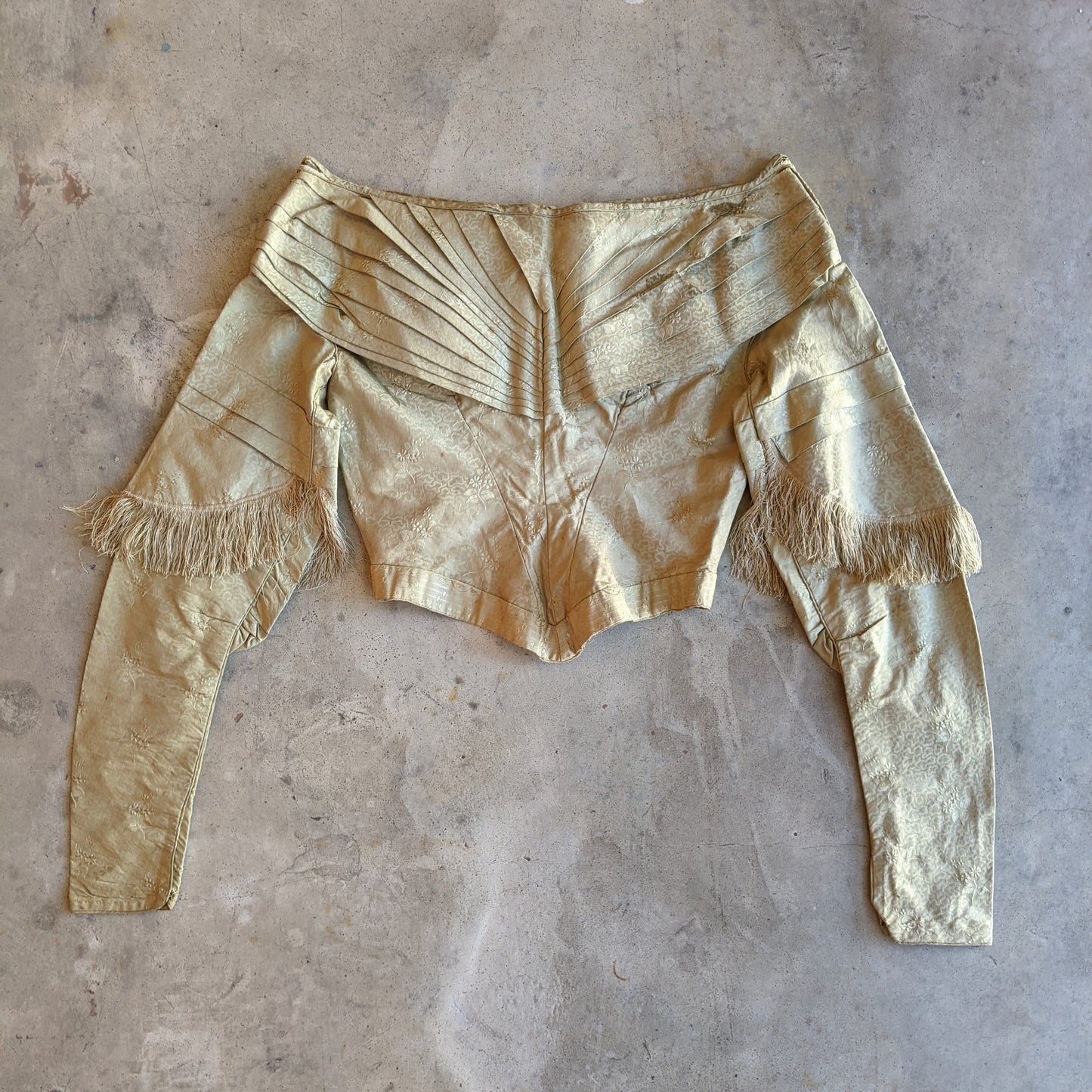 c. 1840s Gold Silk Damask Bodice