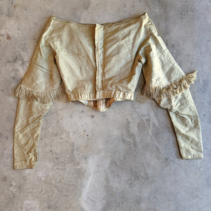 c. 1840s Gold Silk Damask Bodice