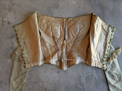 c. 1840s Gold Silk Damask Bodice