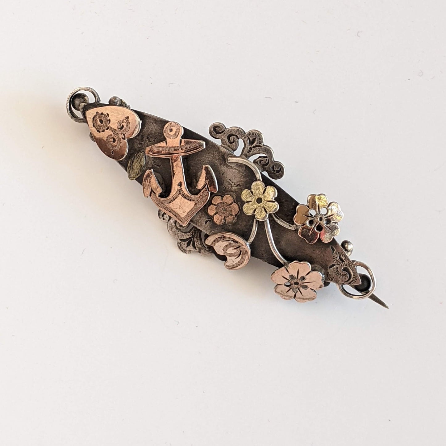 1901 Sterling Silver + Gold Front Brooch