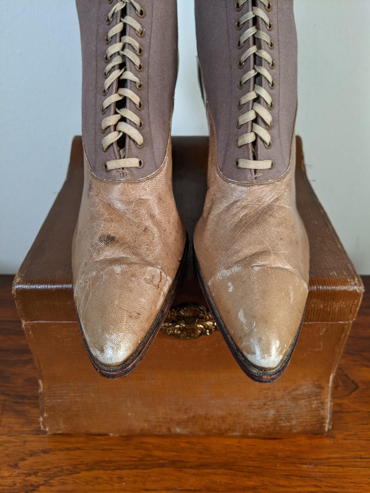 c. 1910s-1920s Wool + Leather Boots | Approx. Sz. 7.5-8 N
