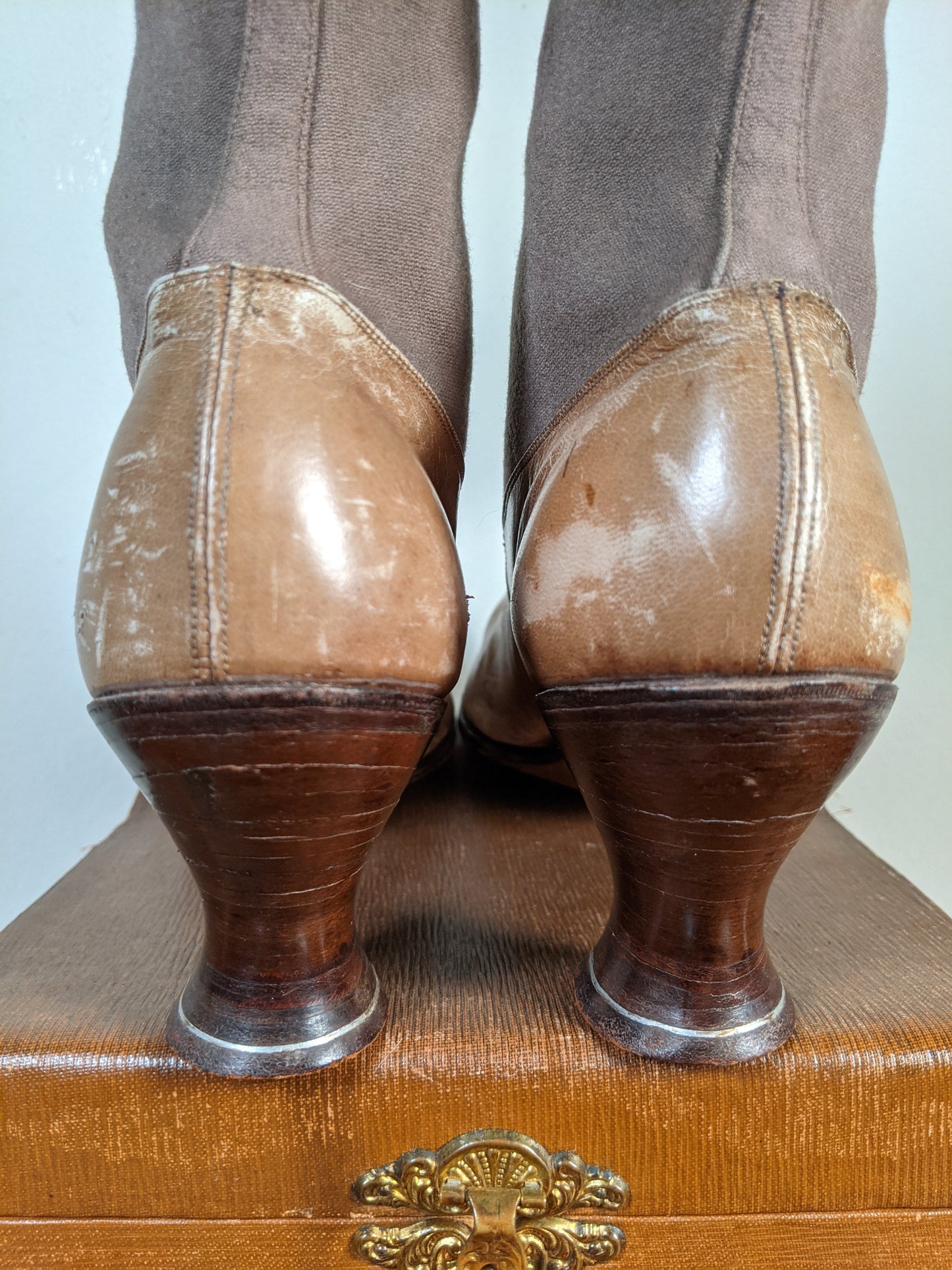c. 1910s-1920s Wool + Leather Boots | Approx. Sz. 7.5-8 N