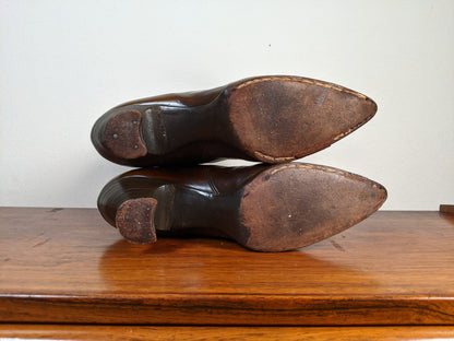 c. 1910s-1920s Olive Brown Boots | Approx. Sz. 7-7.5