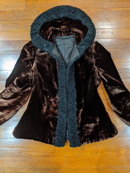 c. 1900s Silk Velvet + Lambsool Jacket