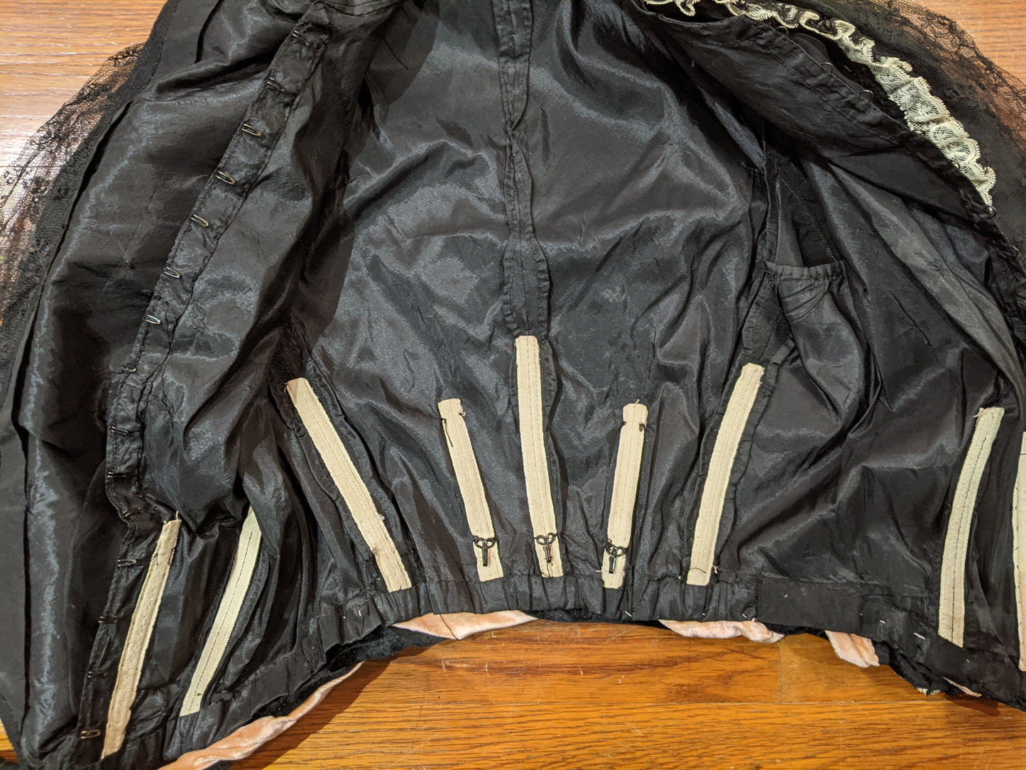 c. 1900s Black + Pink Silk Bodice