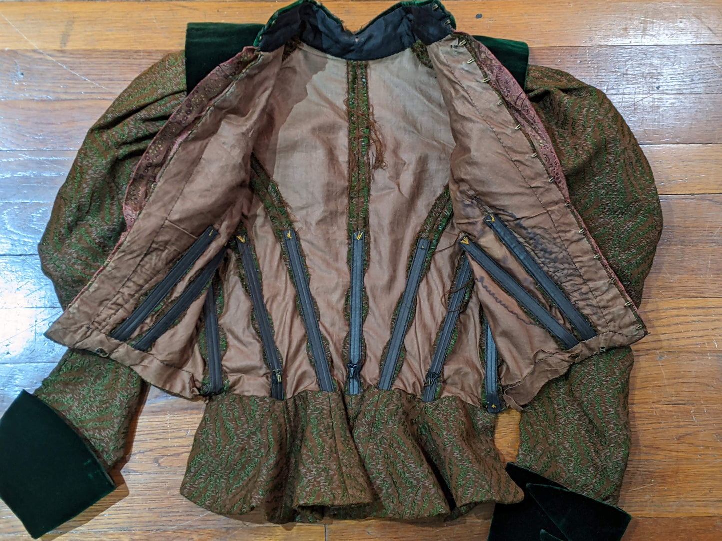 1890s Green Wool + Silk Dress