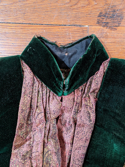 1890s Green Wool + Silk Dress