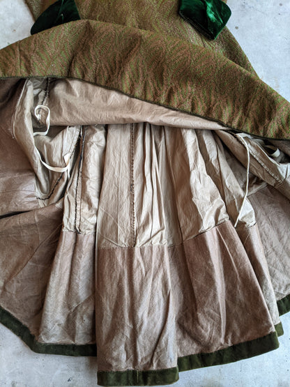 1890s Green Wool + Silk Dress
