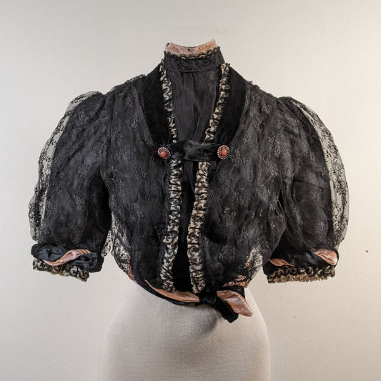 c. 1900s Black + Pink Silk Bodice