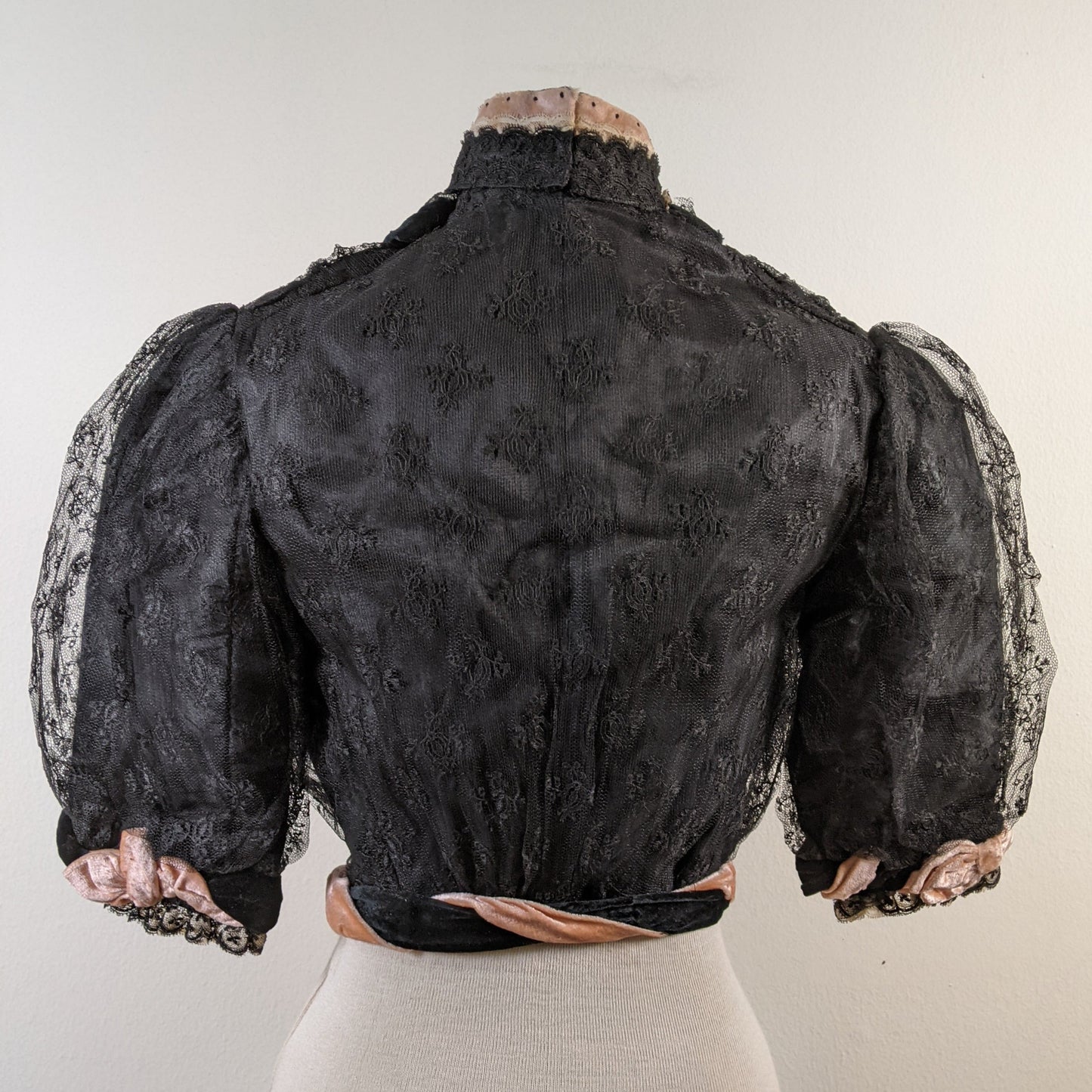 c. 1900s Black + Pink Silk Bodice