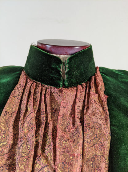 1890s Green Wool + Silk Dress
