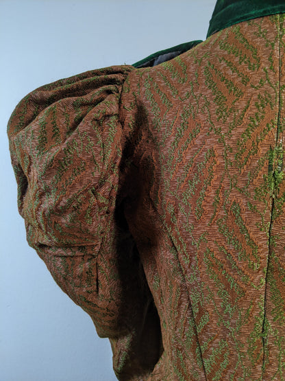 1890s Green Wool + Silk Dress