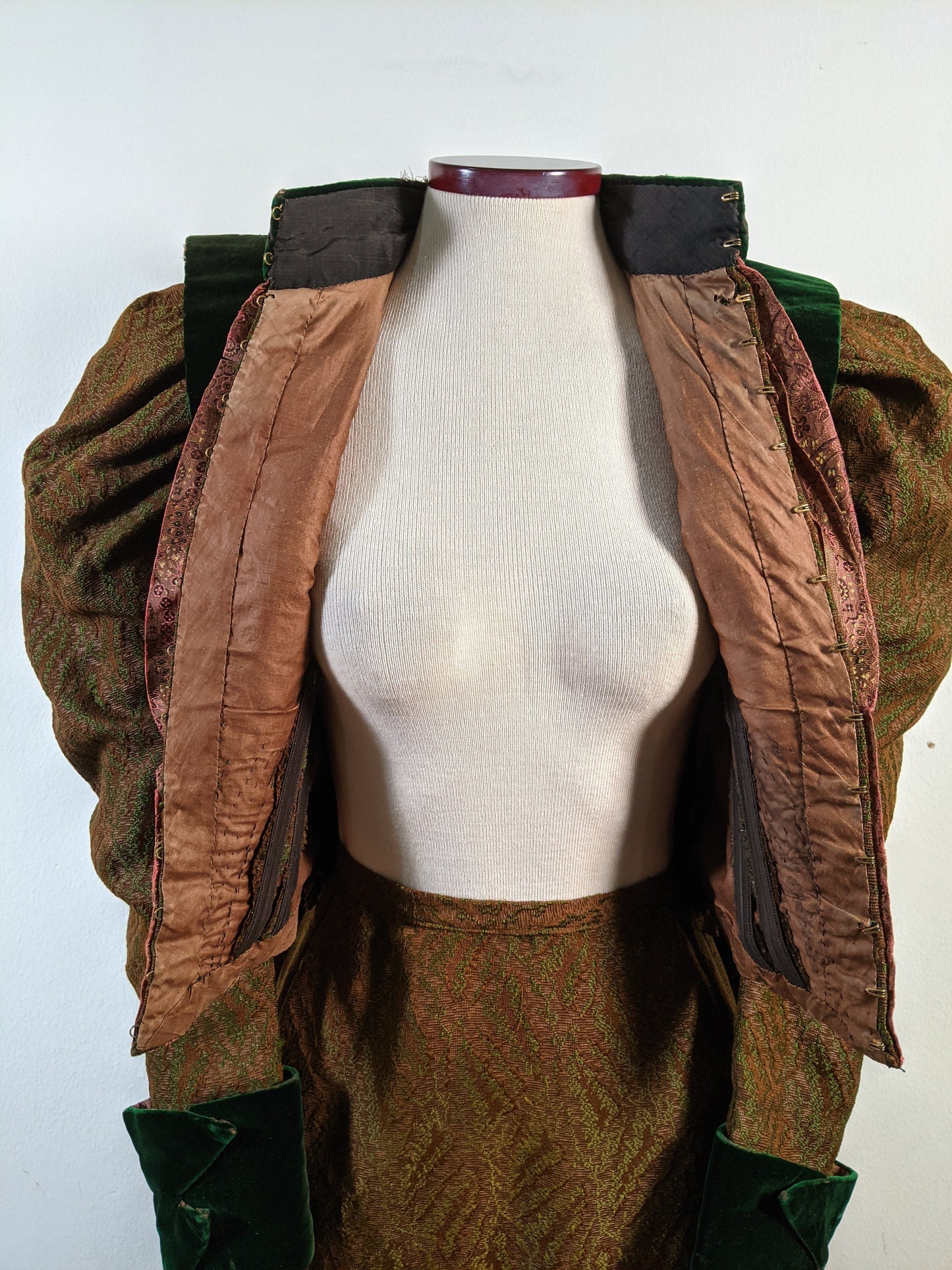 1890s Green Wool + Silk Dress