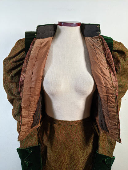 1890s Green Wool + Silk Dress