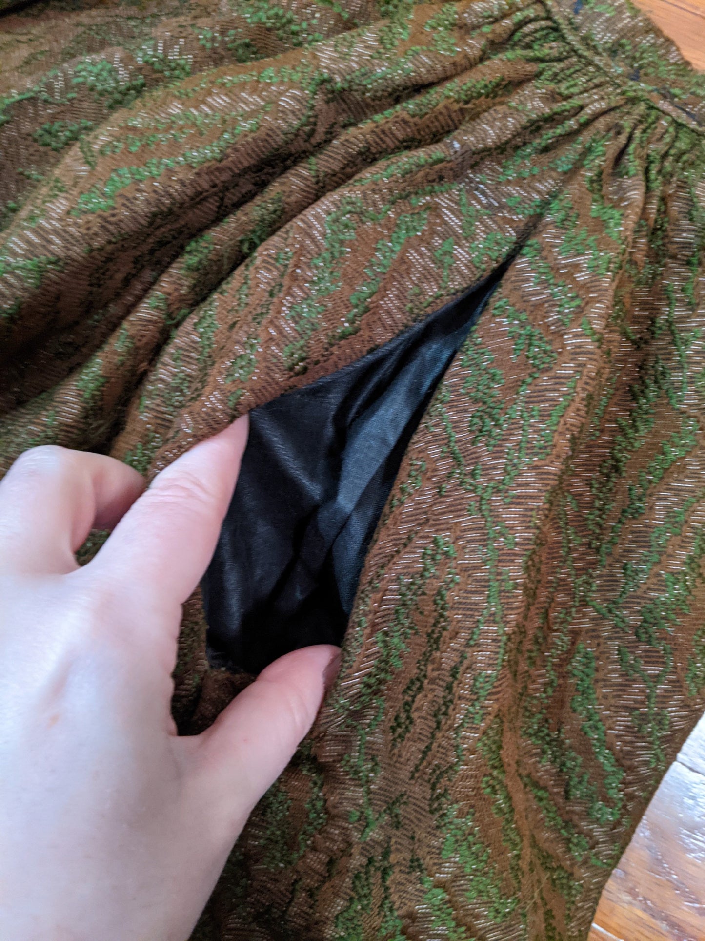 1890s Green Wool + Silk Dress
