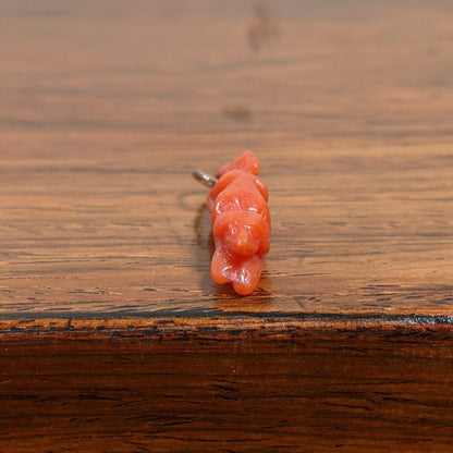 19th c. Carved Coral 14k Gold Dog Charm