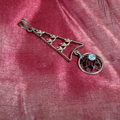 c. 1910s 10k Gold Diamond Lavalier Pendant