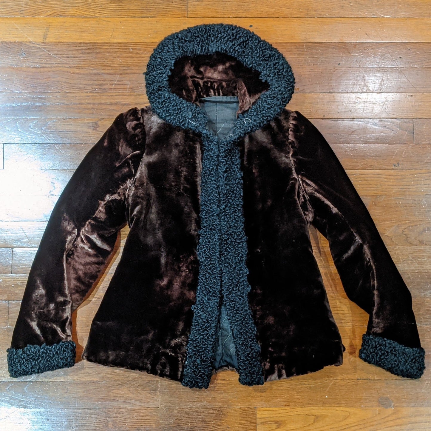 c. 1900s Silk Velvet + Lambsool Jacket
