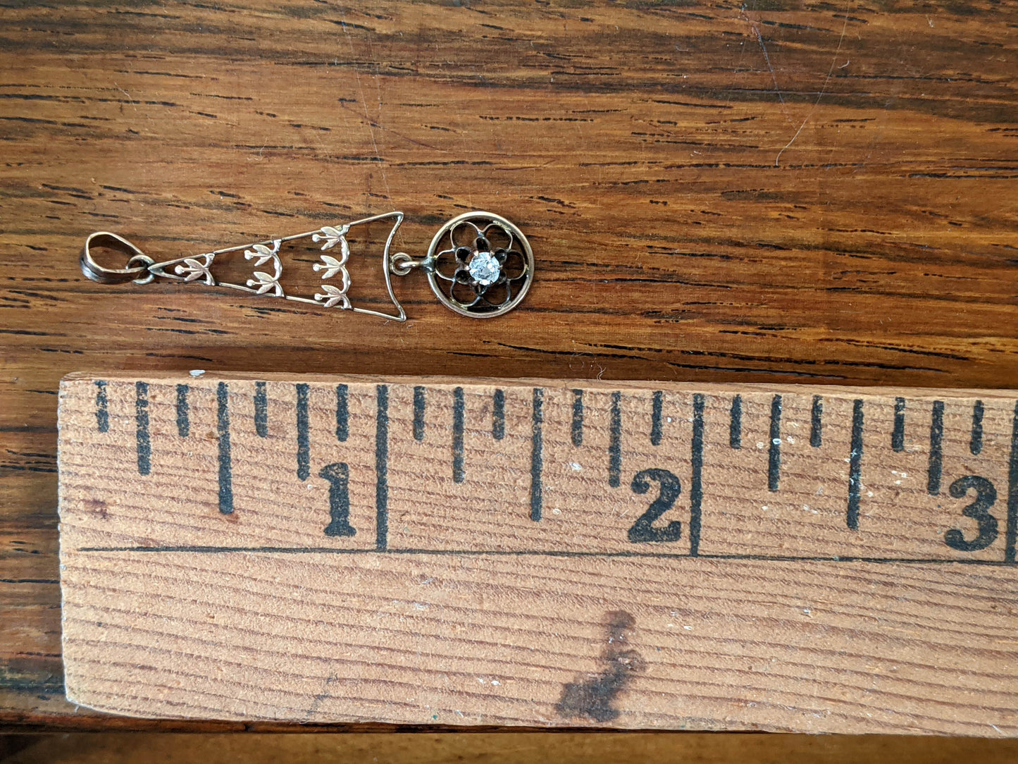 c. 1910s 10k Gold Diamond Lavalier Pendant