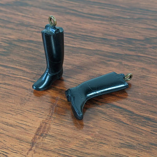 c. 1920s-1930s Compressed Coal Boot Charms